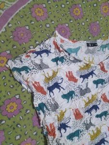 Cute Animal Print Smocked Crop Top