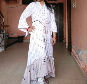 Beautiful White Long Kurti Frock