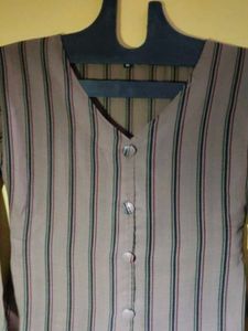 Striped Button-Down Top with Tie Waist