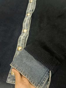 Denim Collar Navy Sweater