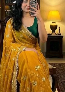 Beautiful Lavender Embroidered Saree