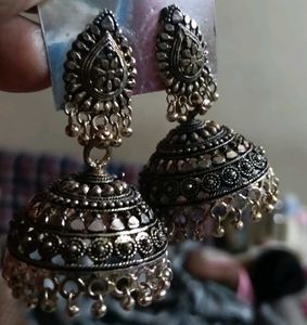 Antique Jhumka Earrings with Pearls
