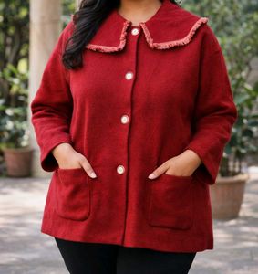 Korean Red Fringed Collar Can't