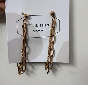 Double layer chain &amp; Tassel Design - Earrings