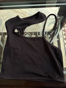 Black Cut-Out Crop Top