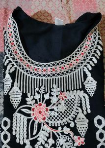 Embroidered Black Kurta