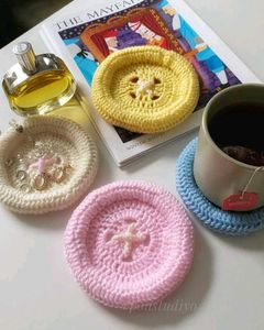 Handmade Crochet Button Coasters/Tray (any 1)