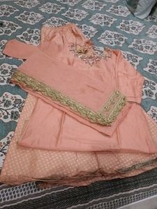 Peach Embroidered Kurta Set
