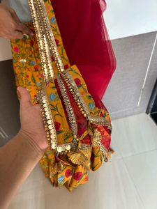 Yellow Sharara set with tassels