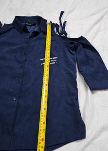 ONLY Navy Blue Cold-Shoulder Shirt