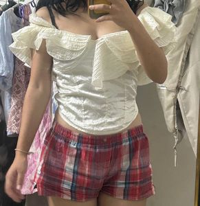 Off-Shoulder Ruffle Corset Top