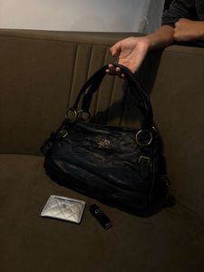 Prada Black Leather Hobo Bag