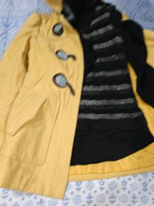 Yellow Duffle Coat with Striped Top 32-34