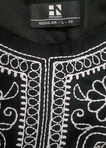 Elegant Black Kurta with White Embroidery