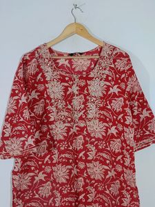 Red Printed Kurta (Women's)