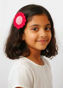 Crochet Flower Hair, Pink Color Alligator Cli