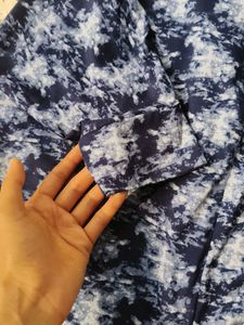 Blue Patterned Sleeveless Top