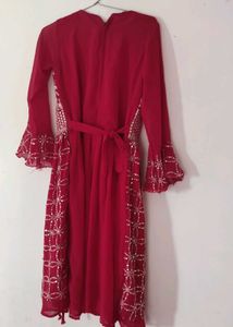 dark pink dress with dupatta set
