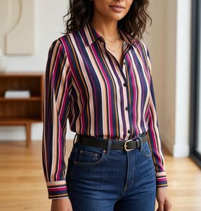 Chic Striped Button-Down Blouse