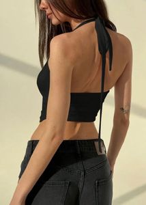 Stylish Black Cut-Out Halter Top
