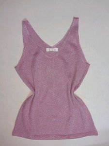 Sparkly V-Neck pink Tank Top