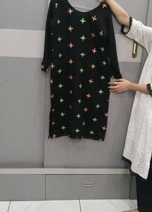 Elegant Black Kurta Set with Red Dupatta