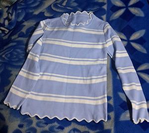 Striped Ribbed Mock Neck Top