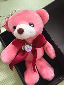 gifting Charming Teddy Bear with Red Earrings Set