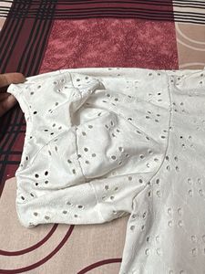 White Eyelet Puff Sleeve Top