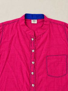 Stylish Pink Kurta with Contrast Trim
