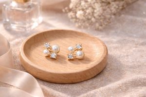 Elegant Pearl & Crystal Stud Earrings