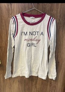 Gray 'Monday Girl' Long Sleeve Top