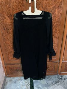 Elegant Black Sheer Sleeve Dress
