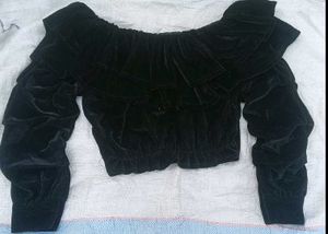 Black Velvet Off-Shoulder Top
