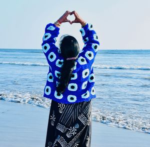 Handmade Boho evilEye Pattern Knit Sweater