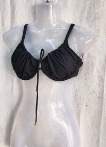 I. Black Ruched Bikini Top