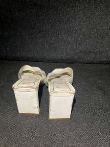 Zara White Block Heels Mules