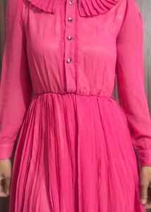 Pink Pleated Mini Dress