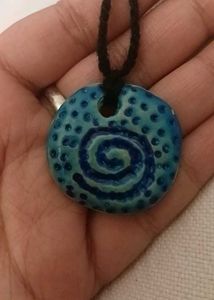 Boho Blue Spiral Pendant Necklace