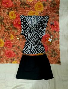 Y2K cowl neck animal print top