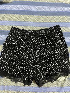 Black Polka Dot Shorts with Lace Trim