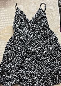 Chic Floral Print Midi Dress black - S