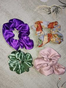 Set of 4 Satin Scrunchies