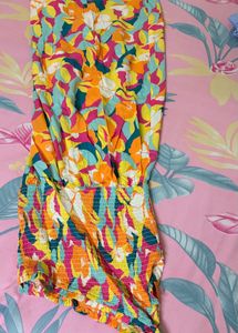 Vibrant Smocked One-Shoulder Mini Dress
