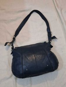 Stylish Dark Blue Leather Shoulder Bag