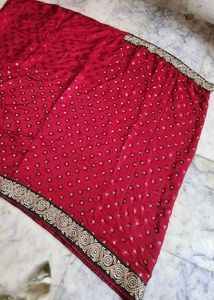 kundan work heavy border saree
