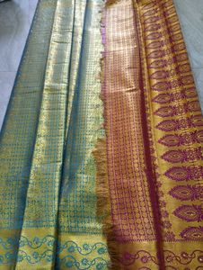 Elegant kanjeevaram silk Saree with golden zari
