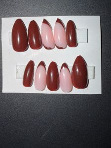 Press-On Nails - Burgundy &amp; Pink