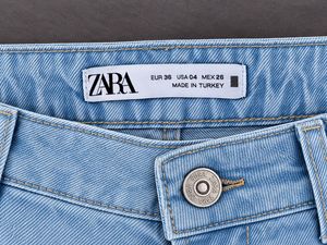 Zara Light Wash Ripped Mom Jeans