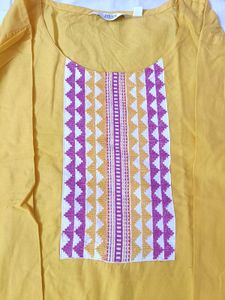 Elegant Yellow Cotton Blend Kurta for Women